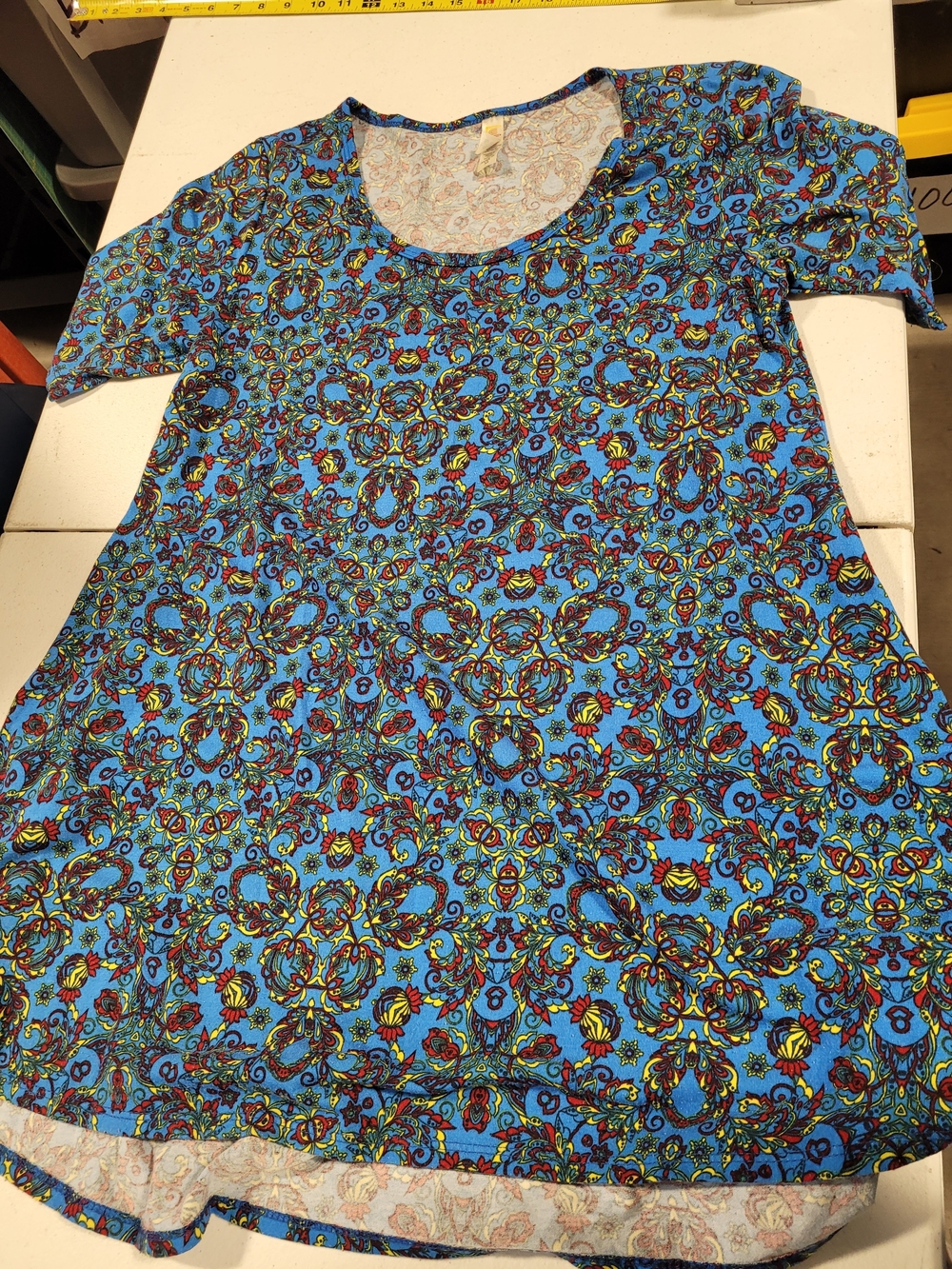 LuLaRoe Bright Blue Multicolor Floral Paisley Scoop Neck Tunic